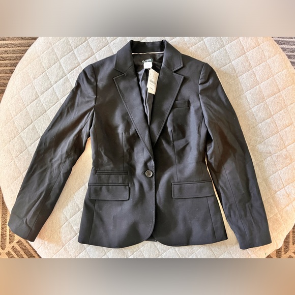 NWT New J. Crew Sz 0 Black Wool Blazer Jacket